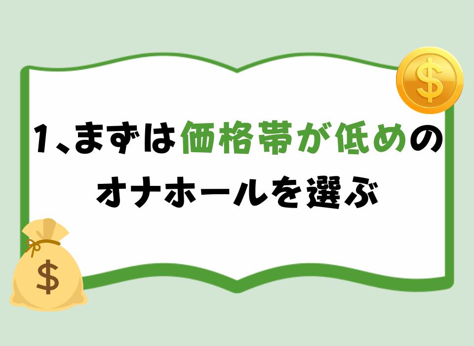 1、まずは価格帯が低めのオナホールを選ぶ